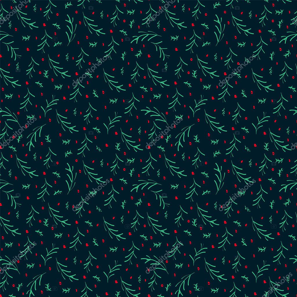 A pattern with winter leaves of trees. Merry Christmas and a Happy New Year. Pattern template Christmas motifs for textiles, . Vector illustration