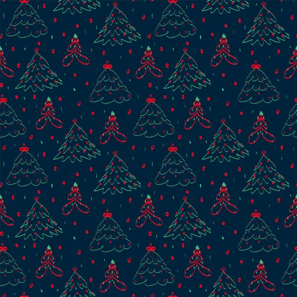 Modèle abstrait d'arbre de Noël. Arbres de Noël modernes, colorés et différents. Modèle abstrait d'arbres pour papier d'emballage de Noël. Bonne année. — Image vectorielle