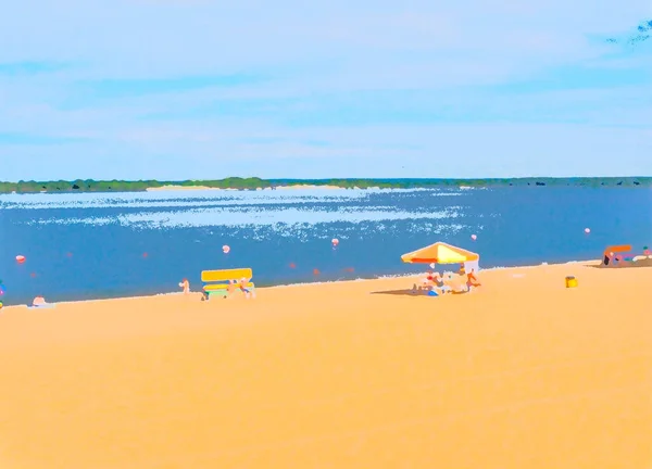 Walking City Running Cycling Sunbathing Swimming Beach — Stock Photo, Image