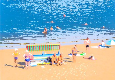 Şehirde yürüyor, koşuyor, bisiklete biniyor, güneşleniyor, sahilde yüzüyor. 