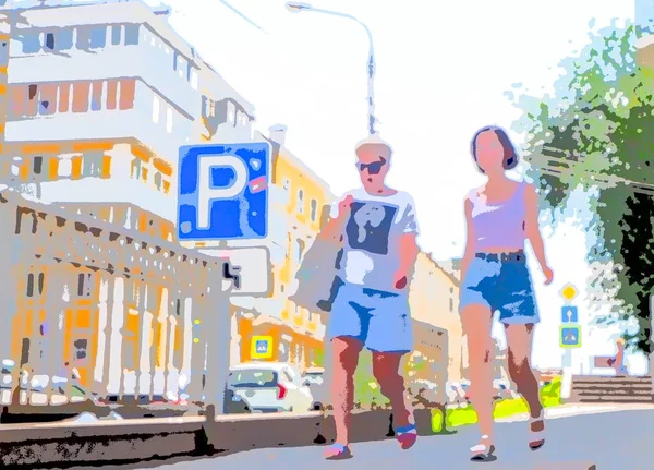 Wandelen Door Stad Hardlopen Fietsen Zonnebaden Zwemmen Het Strand — Stockfoto