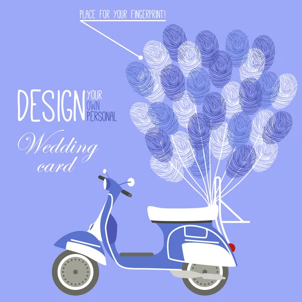 Ilustración vectorial del scooter y del globo — Vector de stock