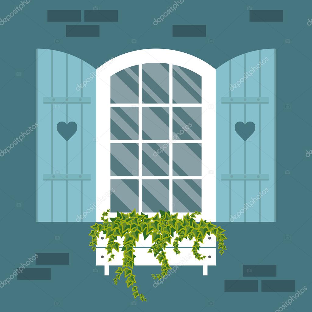 Fenster und Rollläden. Vektorillustration — Stockvektor
