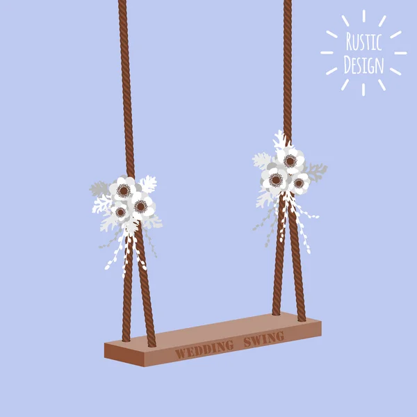 Vectorillustratie met bruiloft swing en anemone bloem — Stockvector