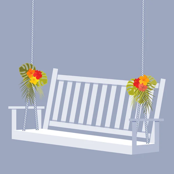 Векторная иллюстрация со свадебной скамейкой и цветком гибискуса — стоковый вектор