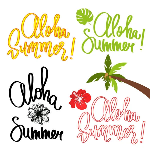Handgemaakte vector kalligrafie en tekst zomer aloha — Stockvector