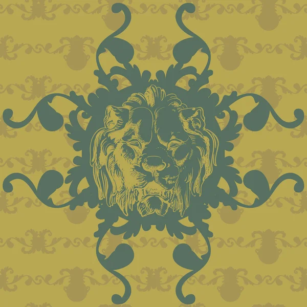 Ilustração vetorial com enfeites de leão e barroco em estilo vitoriano . — Vetor de Stock