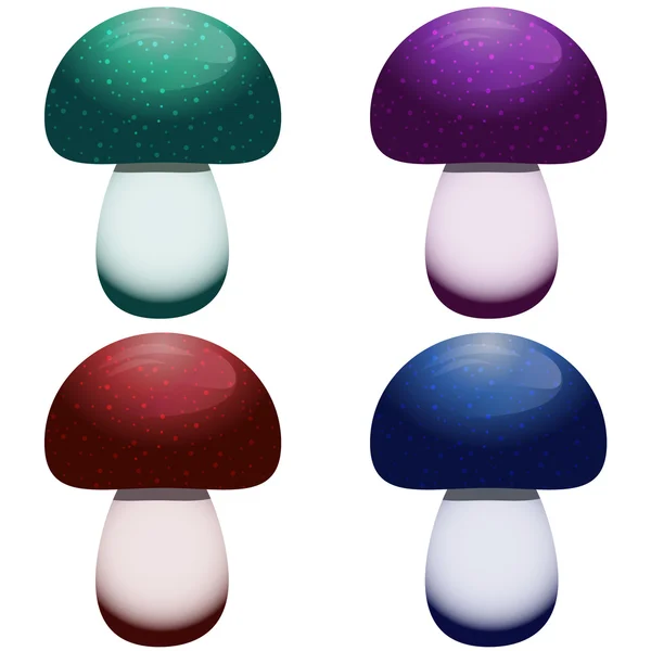 4 funghi icona insieme isolato su uno sfondo bianco — Vettoriale Stock
