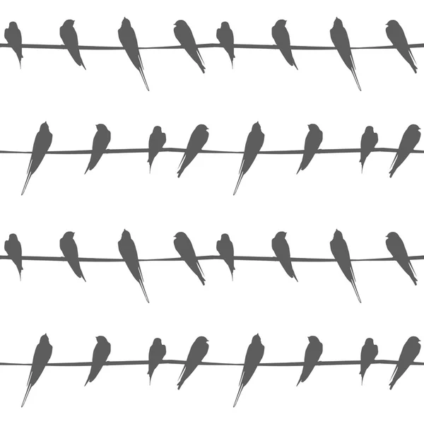 Une silhouette d'oiseaux sur un fil, illustration vectorielle — Image vectorielle