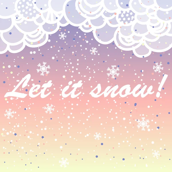 Let it snow. Bright vector card made of snowflakes with bokeh effect. — Stock Vector