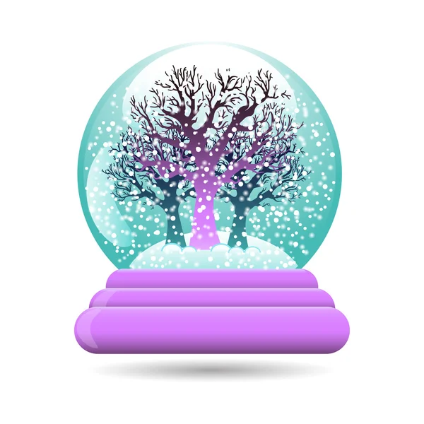 Vector illustration of snow globe with a tree — Stock Vector