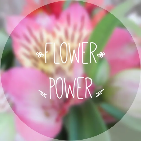 Fond et texte photographiques flous Flower power — Image vectorielle