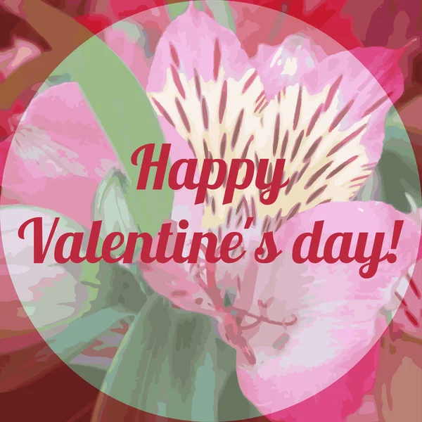 Happy Valentines Day tekst op de achtergrond wazig met orchid Flower — Stockvector