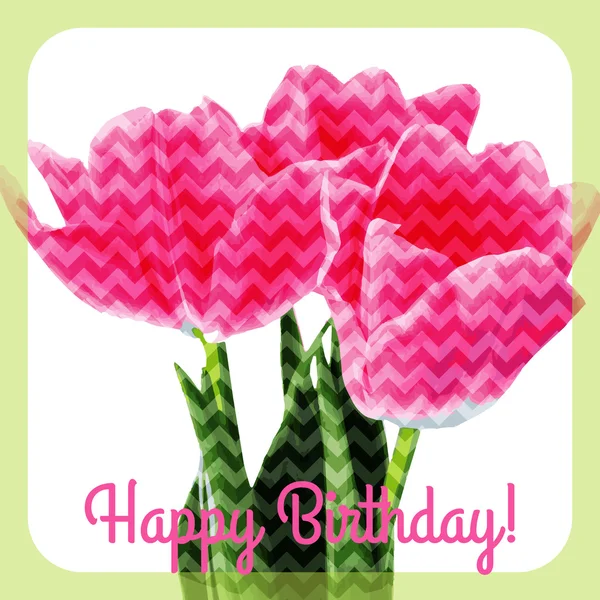 Születésnap kártya-val vektor tulipán — Stock Vector