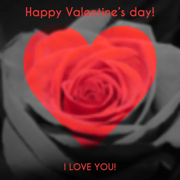 Happy Valentines Day tekst op de achtergrond wazig met roze bloem — Stockvector