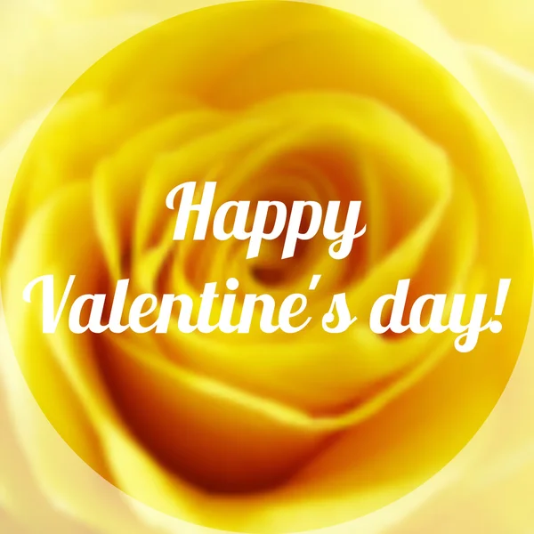 Boldog Valentin nap szöveg elmosódott háttér Rózsa virág — Stock Vector