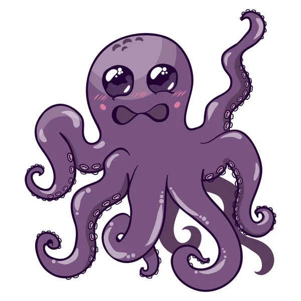 Ilustración de un pulpo púrpura — Vector de stock