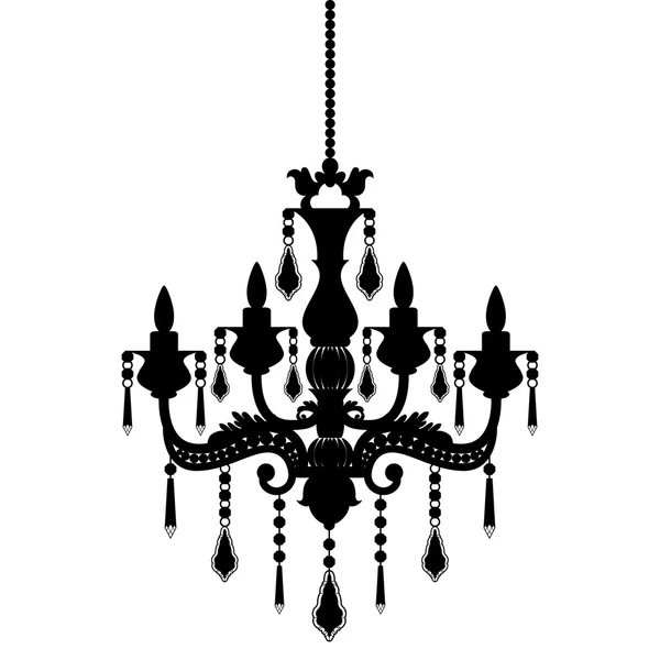 Chandelier silhouette isolated on White background — Stock Vector