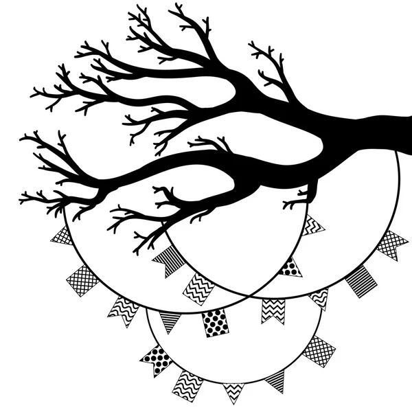 Dessin vectoriel de l'arbre avec drapeaux — Image vectorielle