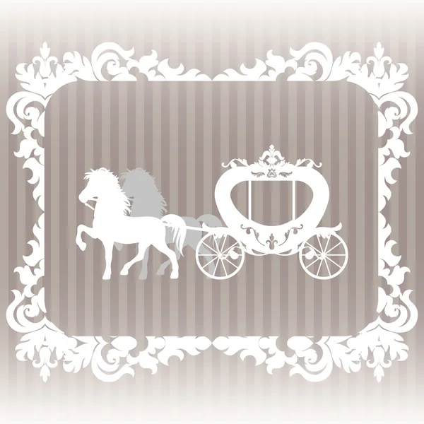 Carriage pulled by two horses. — Stock Vector