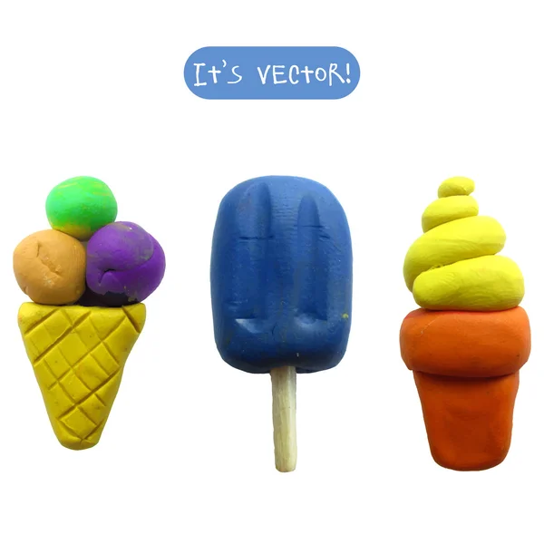 Icono de helado de plastilina — Vector de stock