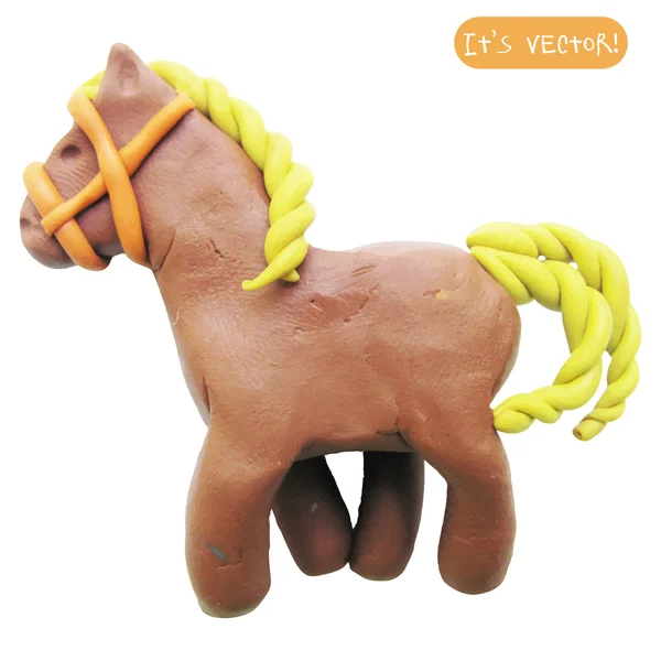 Icône de cheval jouet en plasticine — Image vectorielle