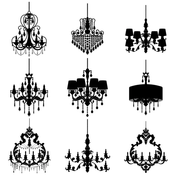 Chandelier silhouette isolated on White background — Stock Vector