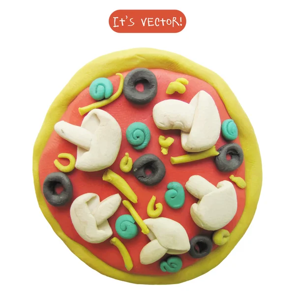 Icona della pizza di plastilina — Vettoriale Stock