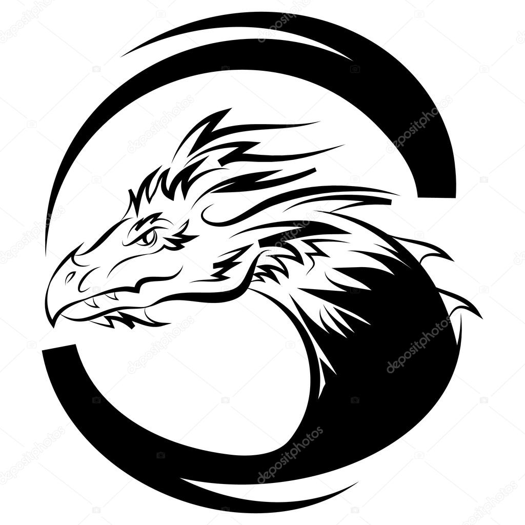 Dragon logo vector design template, dragon icon. Vector silhouette of the head of a dragon