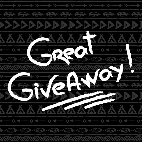 Groot Giveaway zwarte advertentie witte vectorillustratie — Stockvector