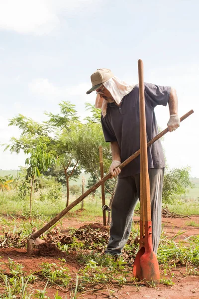 Ibitinga Sao Paulo Brazil 2020 Caucasing Man Working Hard Doing — Stock Photo, Image