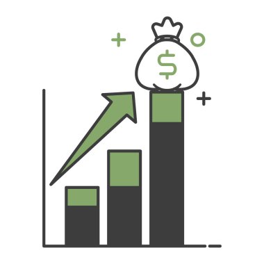 İş büyümesi konsepti. Satış çizelgesi. Düz çizim. Beyaz arkaplanda izole.