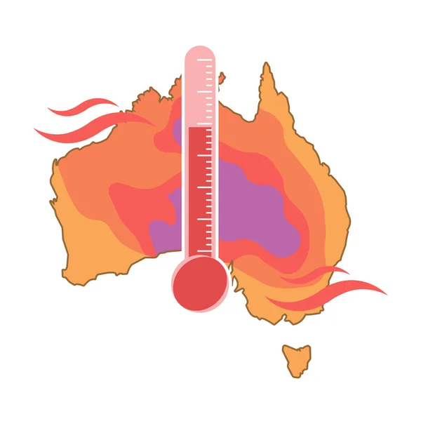 Condição Onda Calor Austrália Ilustração Estilo Plano —  Vetores de Stock