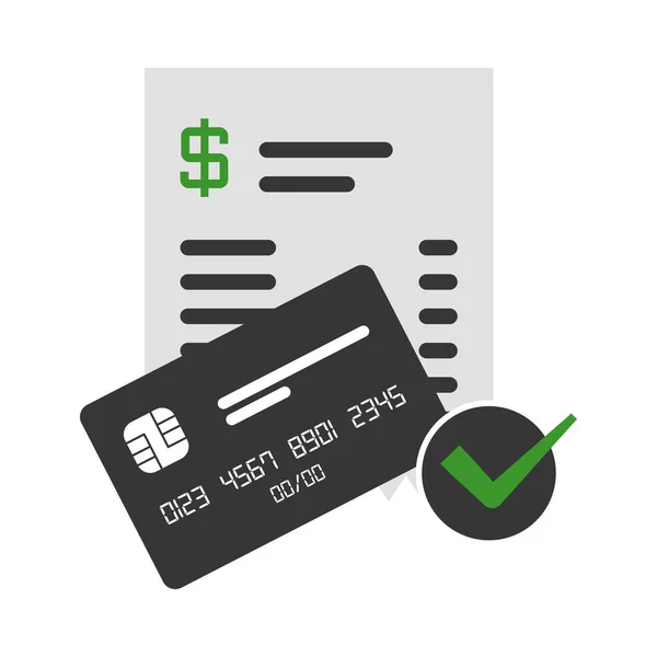 Concept Paiement Facture Carte Crédit Style Plat Isolé — Image vectorielle