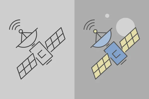 卫星图标 平淡的风格 被隔离了 — 图库矢量图片