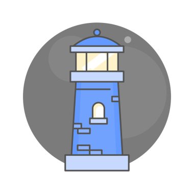 Deniz feneri çizimi. Düz stil. İzole edilmiş. 