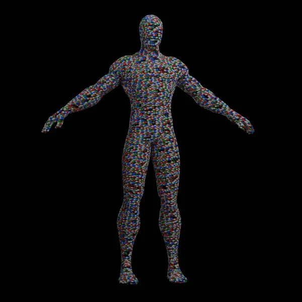 Menschlicher Körper Aus Medikamentenkapseln Darstellung — Stockfoto