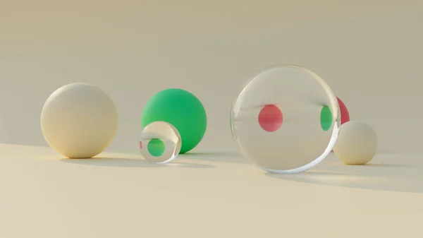 Sphères Abstraites Sur Surface Plane Illustration Rendu — Photo