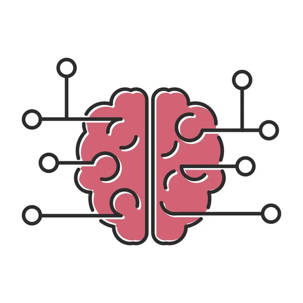 Cerveau Avec Circuit Électrique Connecté Icône Style Plat Isolé Sur — Image vectorielle