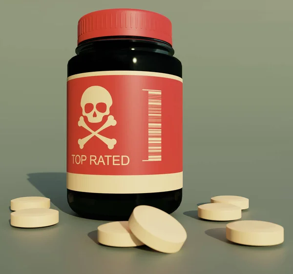 Mérgező Mérgező Tabletták Üveggel Renderelés Illusztráció — Stock Fotó