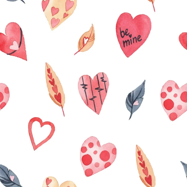 Aquarelle Motif Sans Couture Avec Des Éléments Pour Saint Valentin — Photo