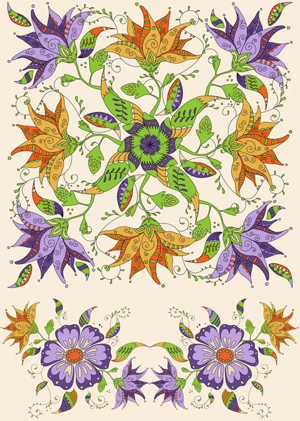 Doodle marco floral — Archivo Imágenes Vectoriales