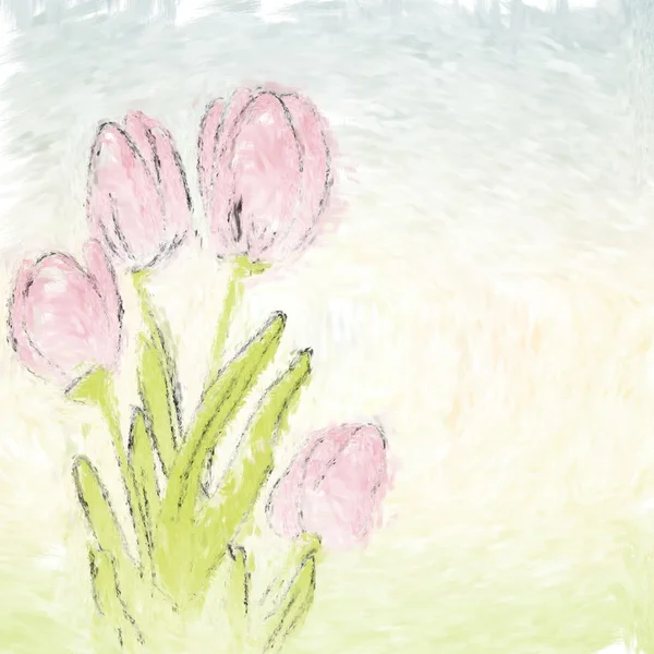 Painted tulips — Stock Photo, Image