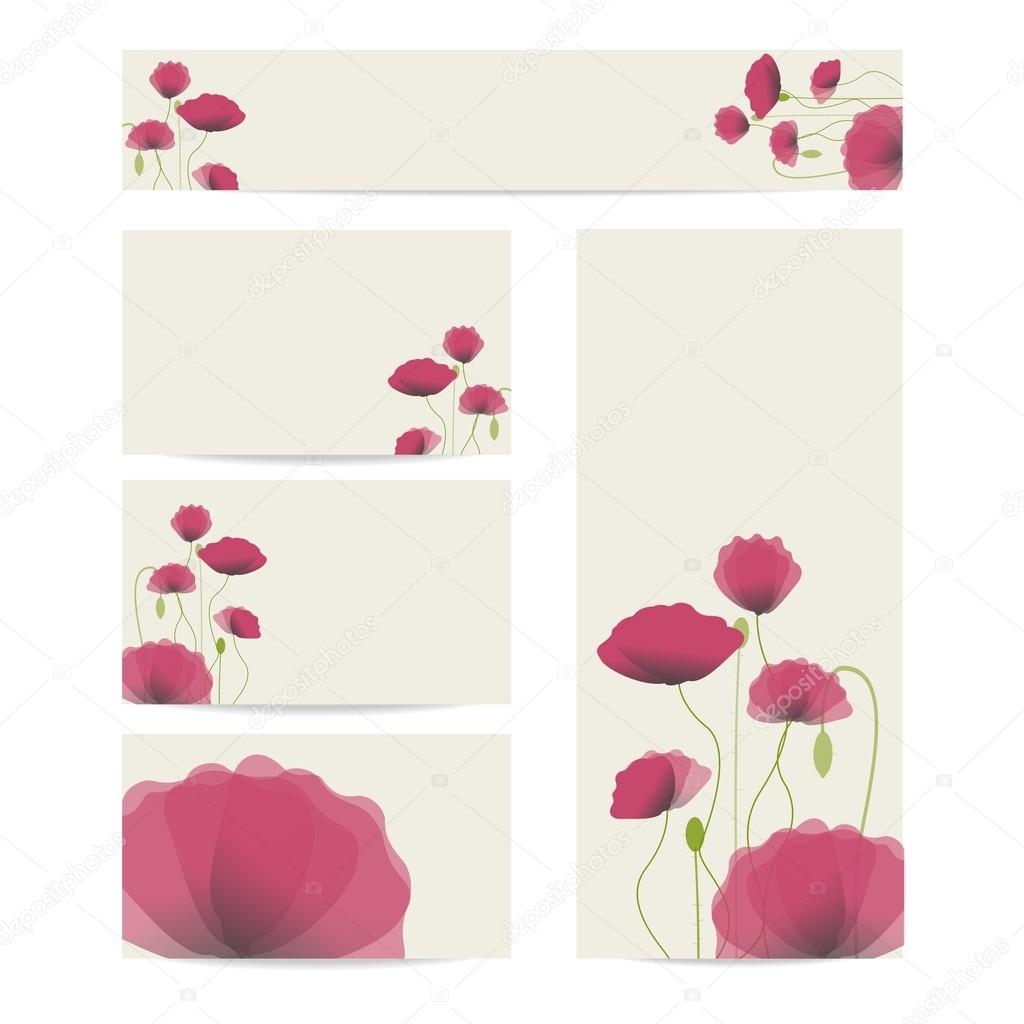 Set of cards with poppies