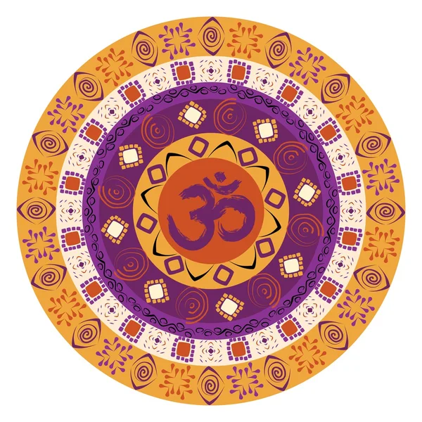 Mandala colorida com símbolo om — Vetor de Stock