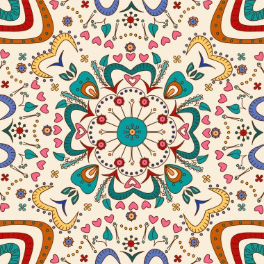 El çizimi çiçek deseni