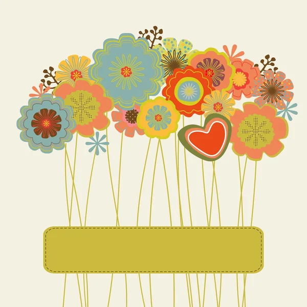 Carte de voeux avec fleurs — Image vectorielle