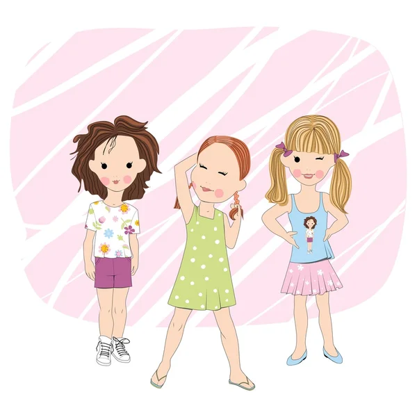 Cute fashion girls — Stock Vector