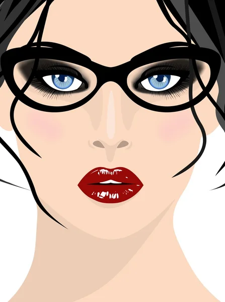 Hermosa mujer con gafas — Vector de stock