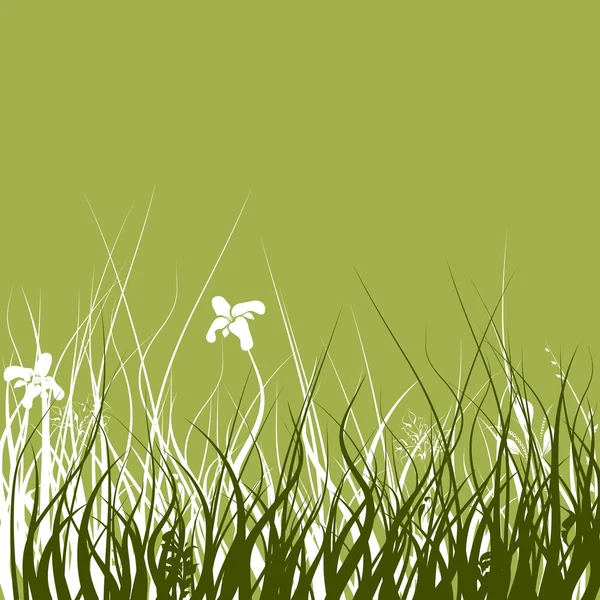 Silhouetten van bloemen en gras — Stockvector